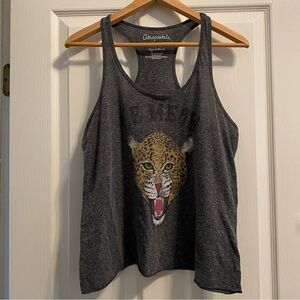 Aeropostale Charcoal Leopard Racerback Tank Top - Graphic Design